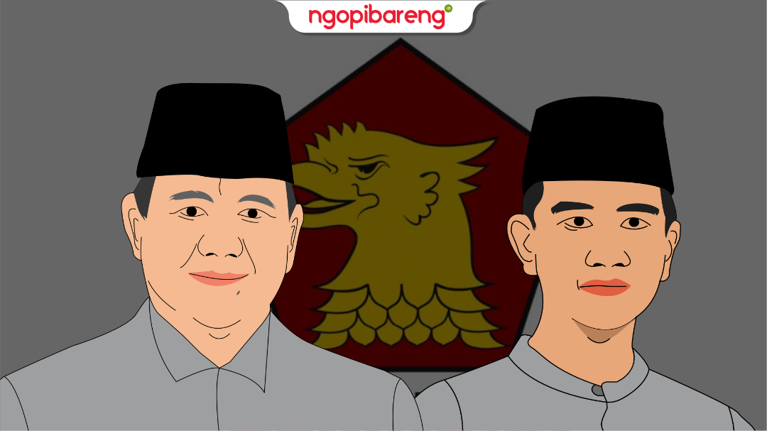 Ilustrasi pasangan Capres-Cawapres 02, Prabowo Subianto-Gibran Rakabuming Raka. (Ilustrasi: Ngopibareng.id)