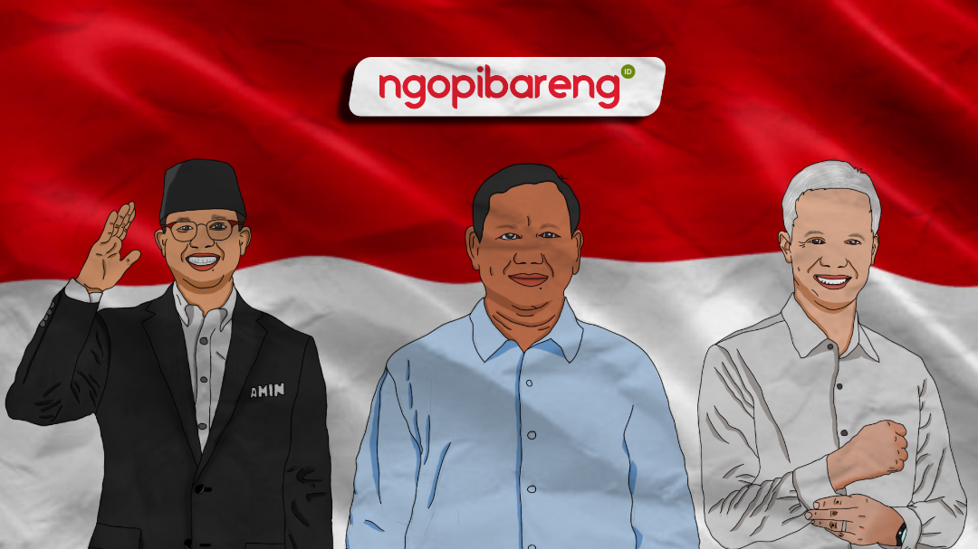 Debat capres yang digelar Komisi Pemilihan Umum (KPU) memasuki kali ketiga, Minggu 7 Januari 2024. 3 Capres kompak soal Bebas Aktif. (Ilustrasi: Ngopibareng.id)