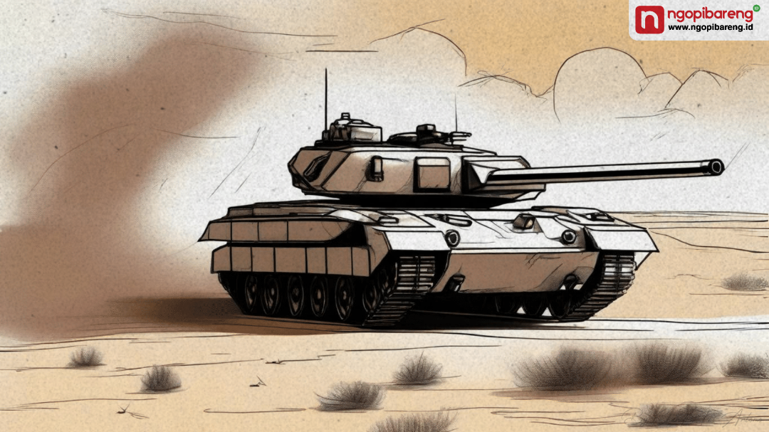 Tank Merkava Israel menyerang pasukan penjaga perdamaian PBB UNIFIL di Lebanon. (Ilustrasi: Chandra Tri Antomo/Ngopibareng.id)