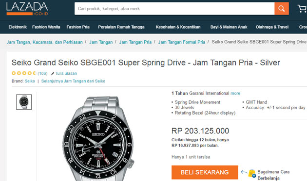 Harga Seiko Grand Seiko SBGE001 Super Spring Drive