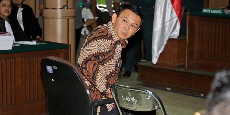 Terdakwa kasus penodaan agama, Basuki Tjahaja Purnama. (Foto: Antara)