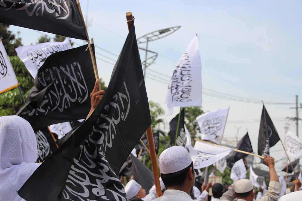 aksi ormas islam di surabaya. (foto: ngopibareng.id)