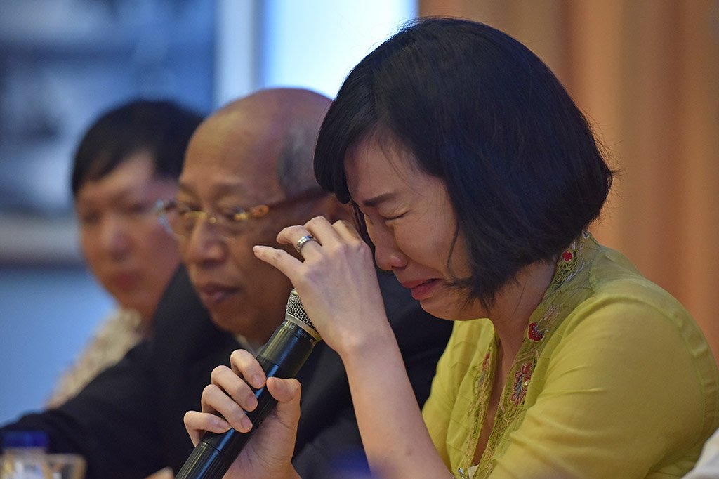 Veronica Tan, dalam konferensi pers mengenai pencabutan upaya banding, di Gado-Gado Boplo, Menteng, Jakarta Pusat, Selasa (23/5).