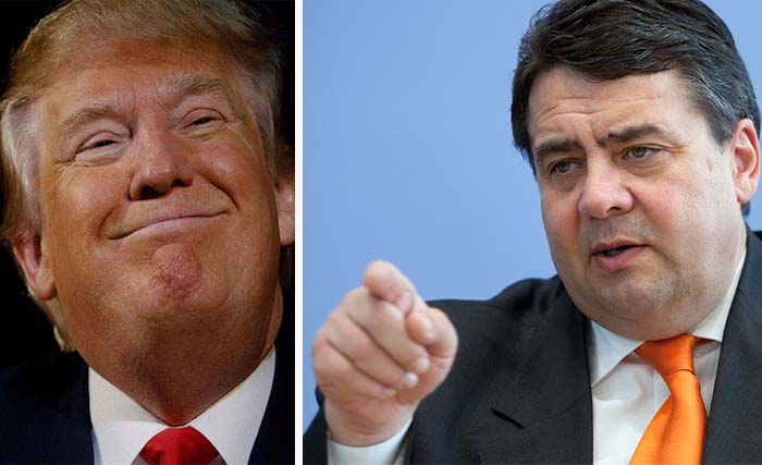 Donald Trump (kiri) dan Menlu Jerman Sigmar Gabriel.