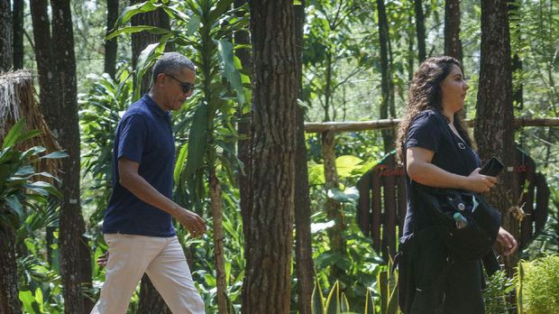 KANGEN JOGJA: Presiden ke 44 AS Barack Husein Obama saat di Puncak Becici Dlingo Bantul, Kamis (29/6/2017)