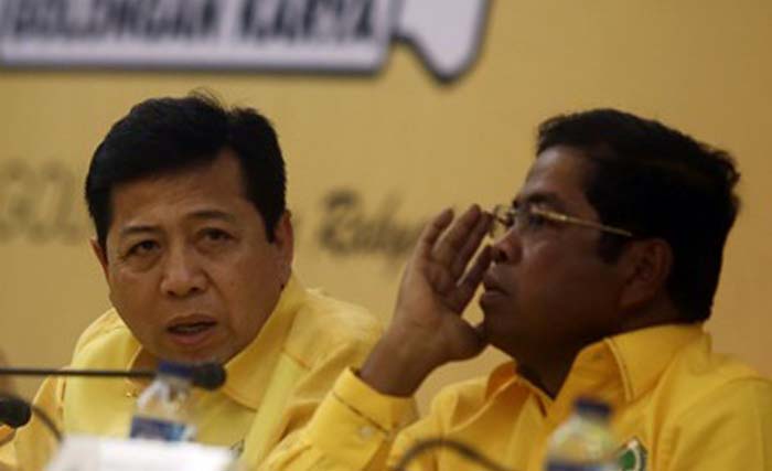 Setya Novanto dan Sekjen Partai Golkar Idrus Marham (kanan). (foto:dokumentasi)