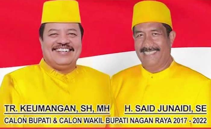 Teuku Raya Keumangan (kiri) dan pasangannya Said Junaidi. Pasangan ini kalah dalam Pilkada Kabupetan Nagan Raya, Provinsi Aceh. (dokumentasi)