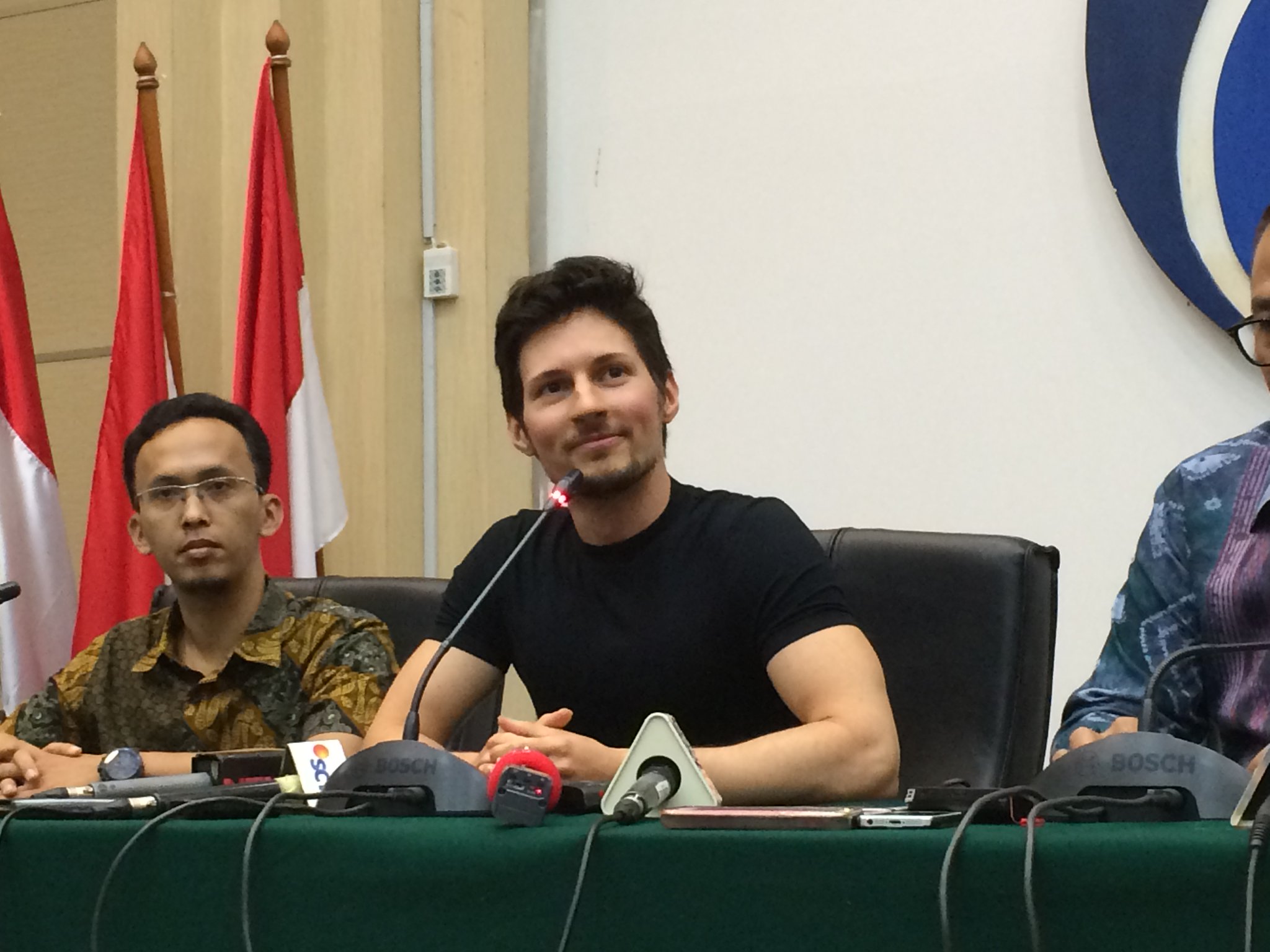 CEO Telegram Pavel Durov ke Indonesia, untuk menemui Menkominfo Rudiantara dan jajarannya, Jakarta, Selasa (1/8). (Foto: Istimewa.