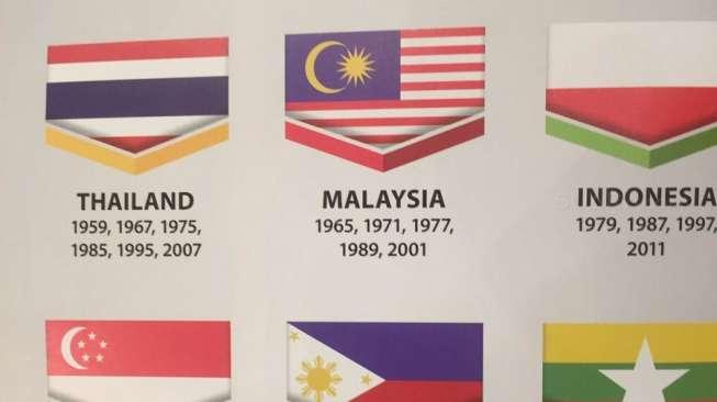 Bendera Indoensia yang salah cetak di buku panduan SEA Games 2017 Kuala Lumpur. (Foto: Istimewa)