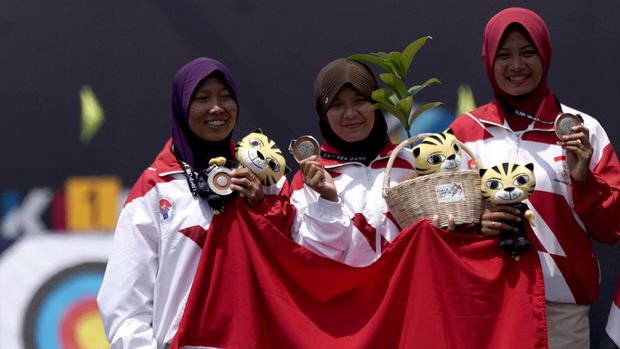 Trio Srikandi Indonesia harus puas meraih medali perak. foto:antara