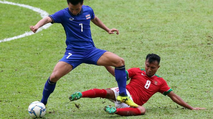 Pemain Indonesia Hargianto saat duel menghadapi Thailand. foto:espnsasia