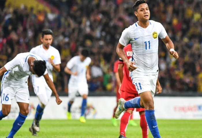 Pemain Malaysia merayakan kemenangan usai mengalahkan Laos 3-1, tadi malam. 