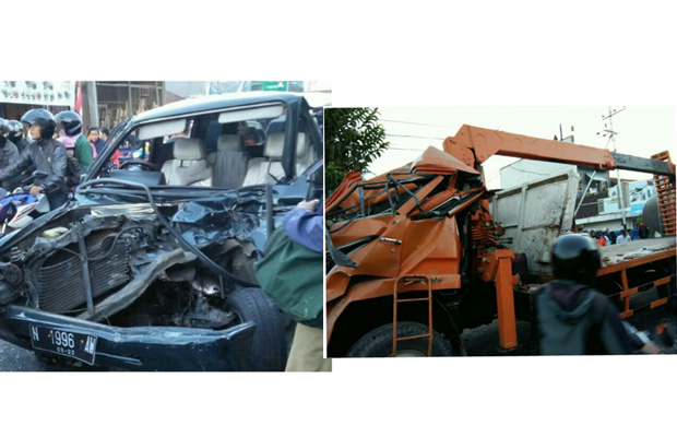 Beberapa kendaraan yang terlibat kecelakaan karangploso
