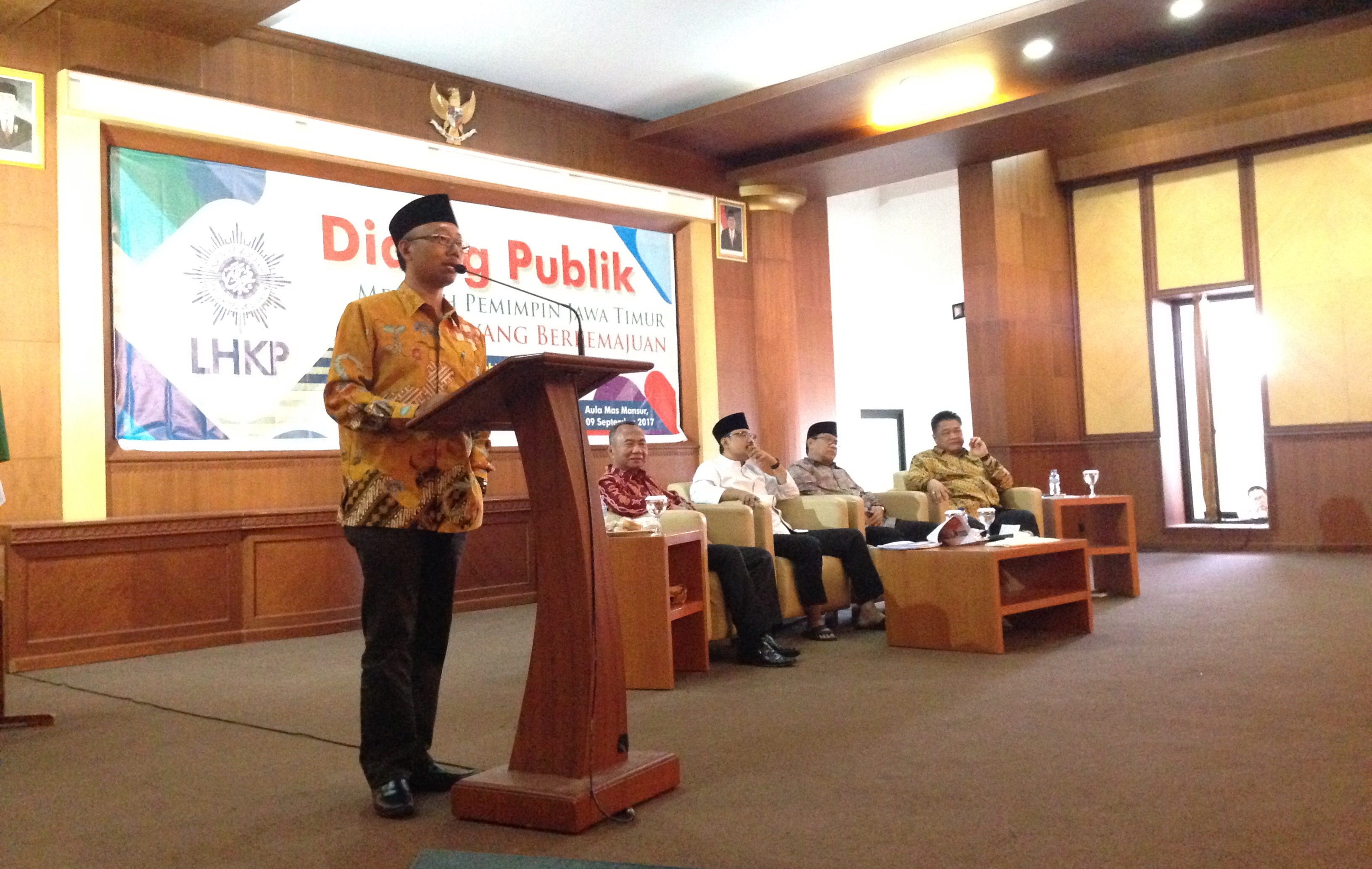 Ketua LHKP PWM Jatim Suli Da’im, saat memberikan sambutan. (Foto: frd/ngopibareng.id)