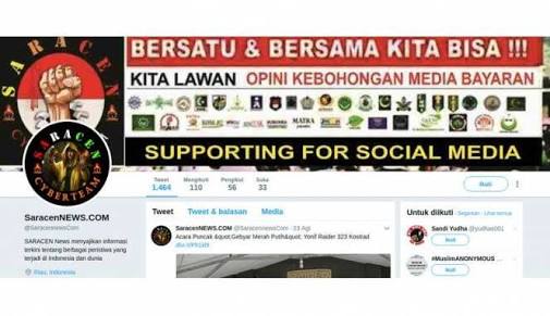 Salah satu Medsos yang dikelola saracen