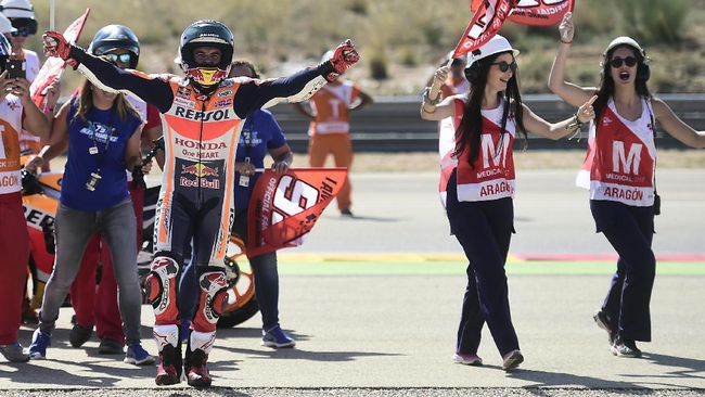 Marc Marquez sukses meraih kemenangan di GP Aragon. (Foto: AFP)