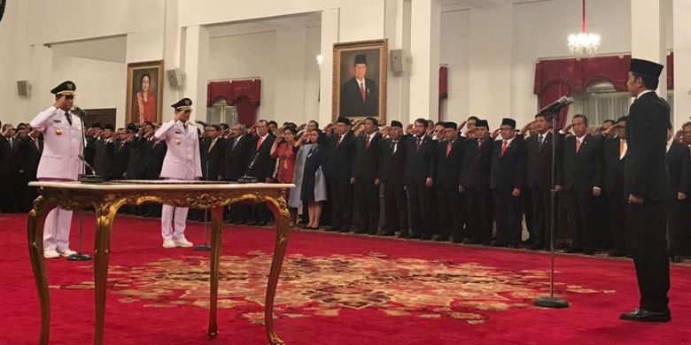 Prosesi pelantikan Anies-Sandi di Istana Negara, Senin (16/10/2017)