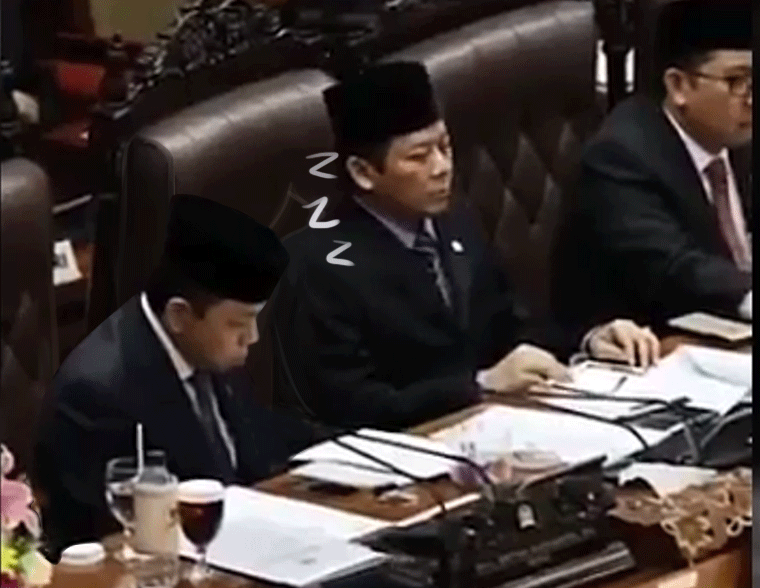 Ketua DPR RI, Setya Novanto, terlihat nampak tertidur ditengah rapat. (Foto: Istimewa)
