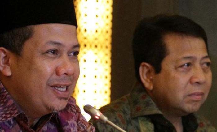 Pasangan pimpinan DPR-RI, Ketua DPR-RI Setya Novanto dan wakilnya, Fahri Hamzah. (foto: dokumentasi)