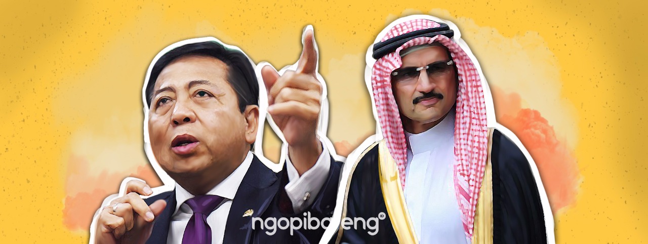 Ilustrasi Setya Novanto dan Pangeran Alwaleed bin Talal. (faizal)