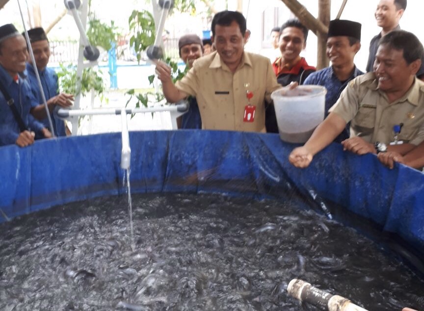 Santri di pondok pesantren dilatih pengolahan ikan lele bioflok.  Foto : Ngopibareng.id