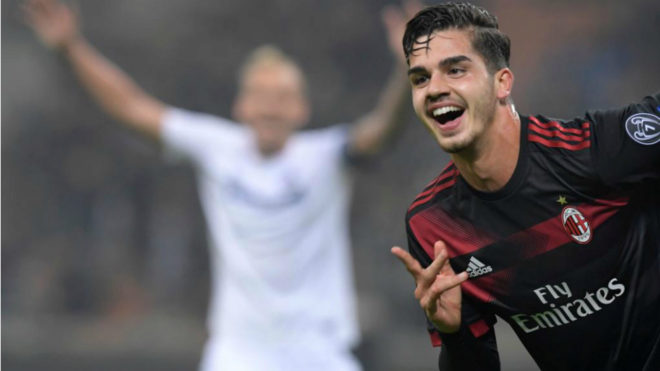 Pemain AC Milan, Andre Silva mencetak dua gol dalam laga melawan Asutria Wien, dini hari tadi. 