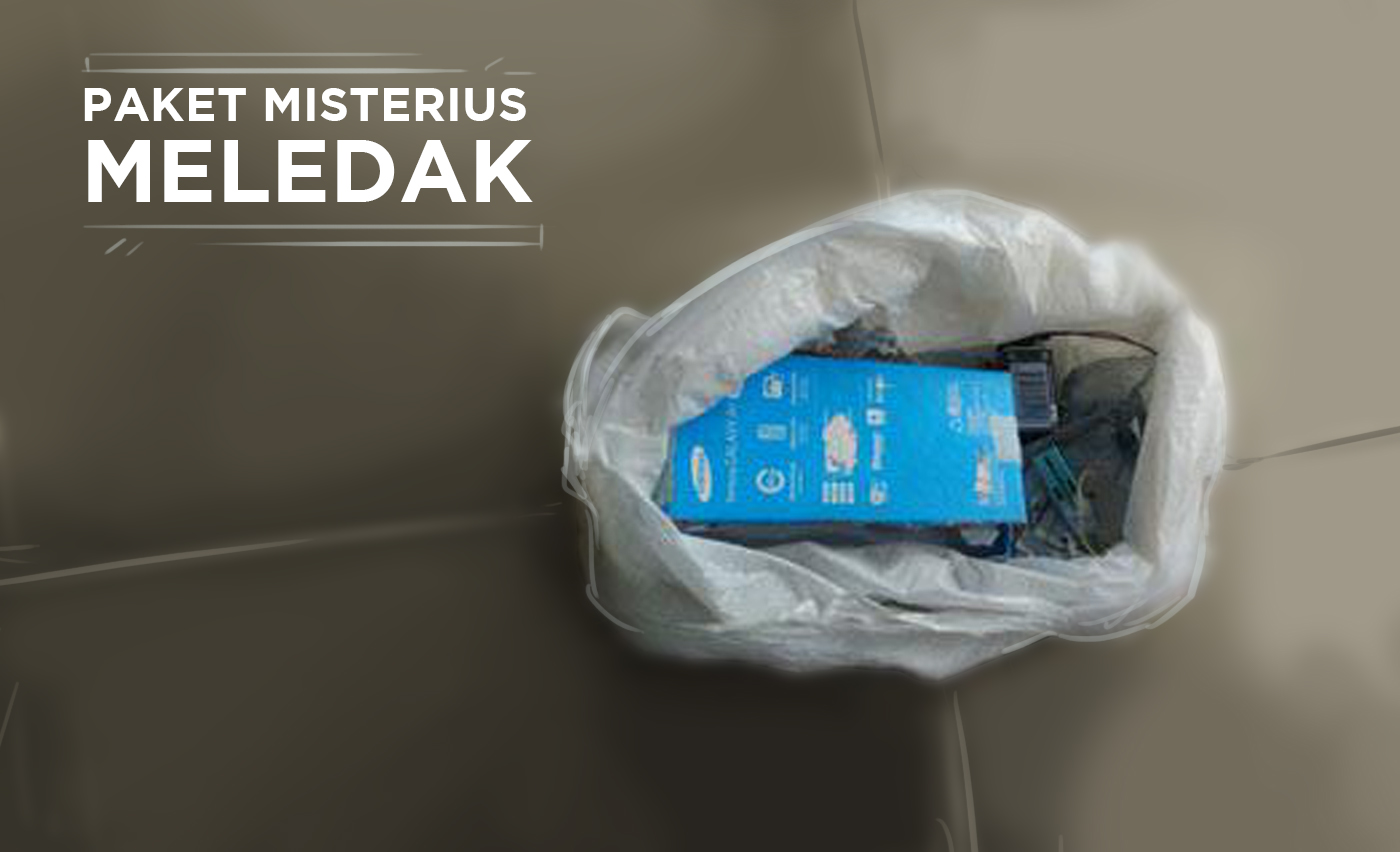 Paket misterius yang meledak pada Senin 11 Desember lalu. (Foto: Dokumentasi)