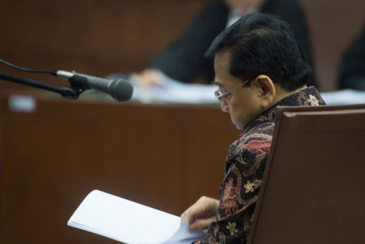 Mantan Ketua DPR, Setya Novanto saat menjalani sidang kedua di Pengadilan Tindak Pidana Korupsi. (Foto: Antara)