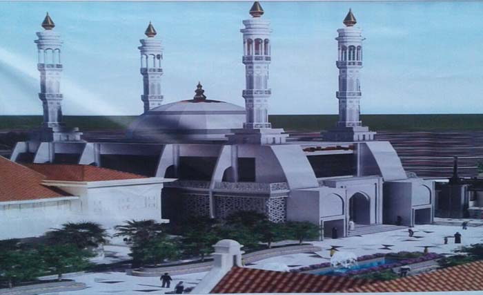 Gambar rekayasa rencana Masjid Assakinah di komplek Balai Pemuda. (foto: anis)