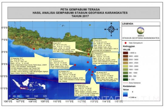 Peta Gempa Bumi yang dikeluarkan BMKG.