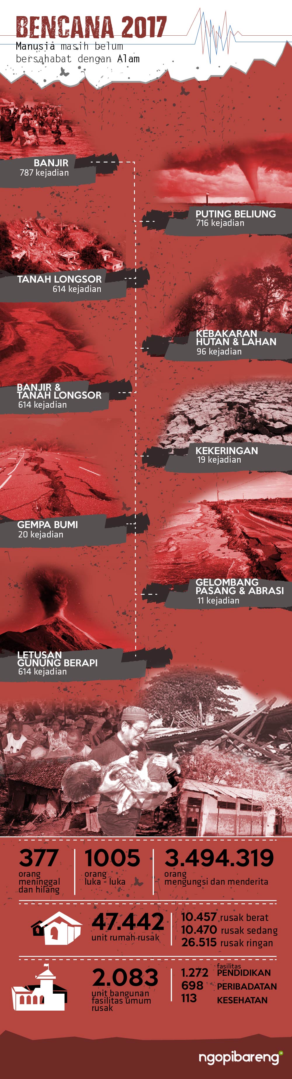 infografis data bencana alam yang terjadi di Indonesia tahun 2017 (grafis: faizalachh)