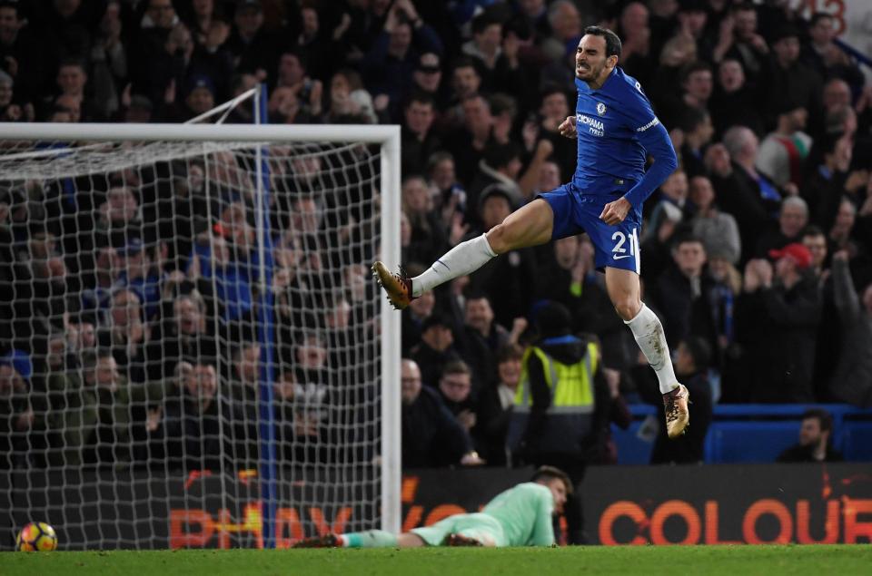 Pemain belakang Chelsea, Davide Zappacosta usai membobol gawang Stoke City. foto:reuters