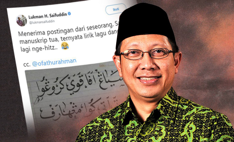 Postingan yang diunggah Menteri Agama di akun twitter pribadinya @lukmansaifuddin. ( foto: suaranasional + ngopibareng.id)