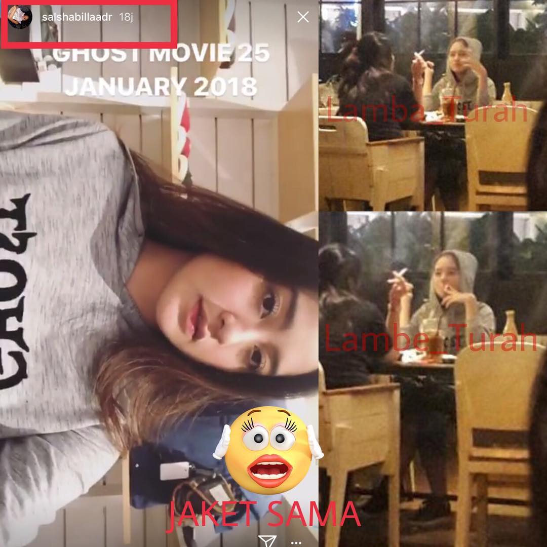 Salshabilla tertangkap saat sedng merokok. (Instagram @lambe_turah)