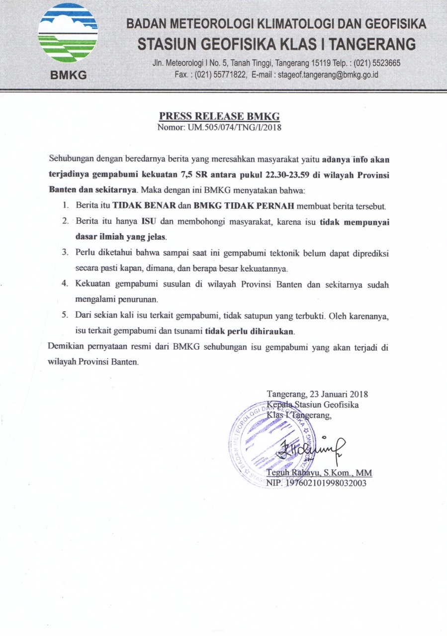 Informasi Resmi dari BMKG. (Foto: Istimewa)