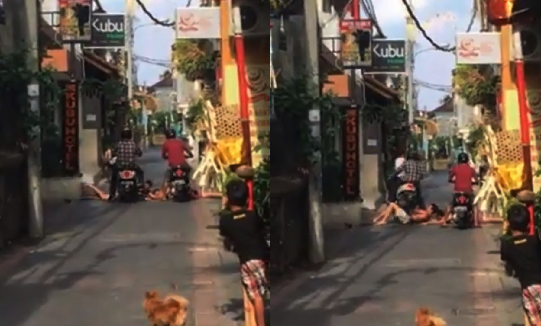 Karena menghalangi jalan, turis ini dilindas pengguna jalan. (Foto: kolase)