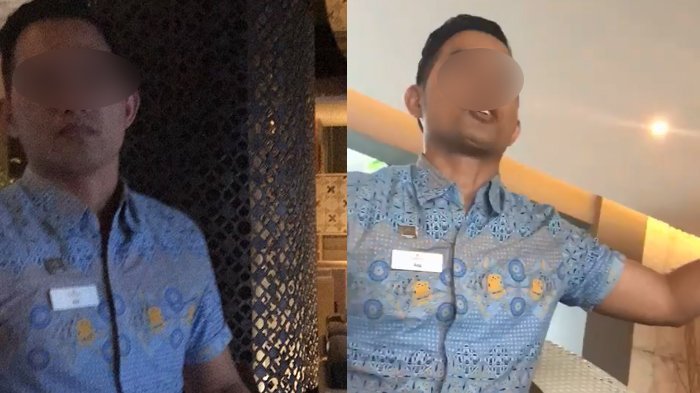 Aneta Baker dan sosok pegawai hotel yang  diduga melakukan pelecehan seksual. (Foto: Facebook)