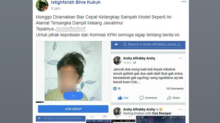 Postingan jual anak di Malang yang membuat geger, siang tadi. 