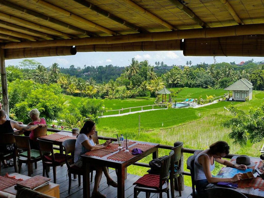 Makan di tepi sawah, eksotis dan keren di ubud. foto:ubudpress