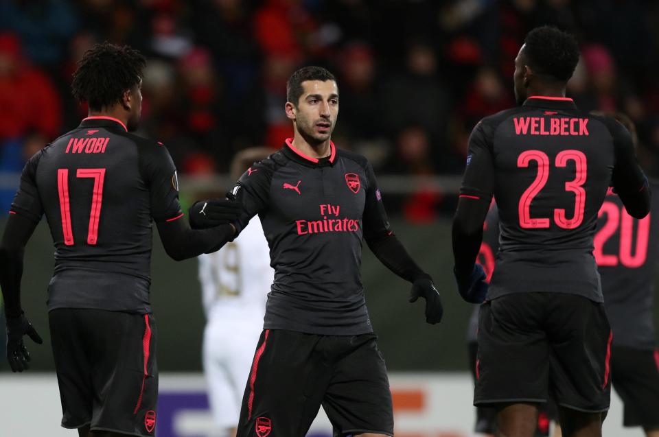 Plyamaker Armenia Mkhitaryan  membawa Arsenal menang telak di Liga Europa, dini hari tadi. foto:reutres