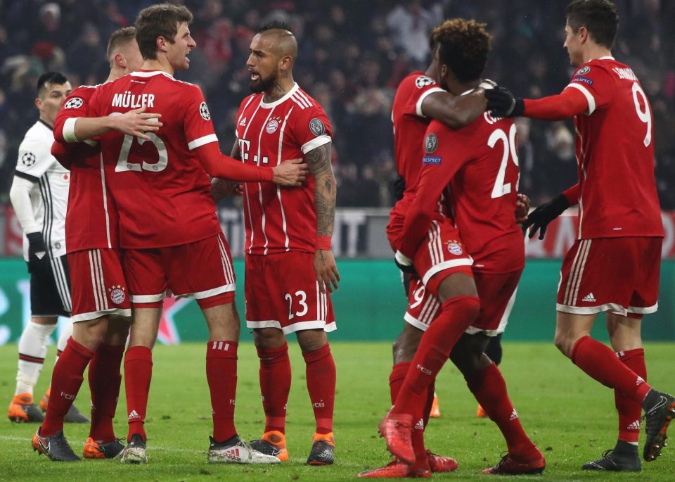 Pemain Bayern Munchen merayakan pesta gol ke gawang Besiktas. foto;gettyimages 