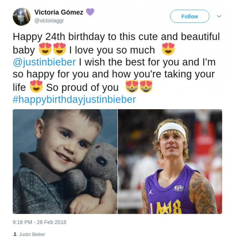 Salah satu netizen yang memberikan ucapan pada Justin Bieber.