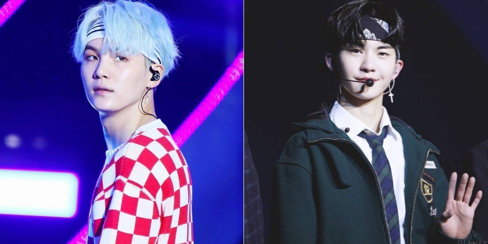 Hwall 'The Boyz' dan Suga 'BTS'. (Allkpop)