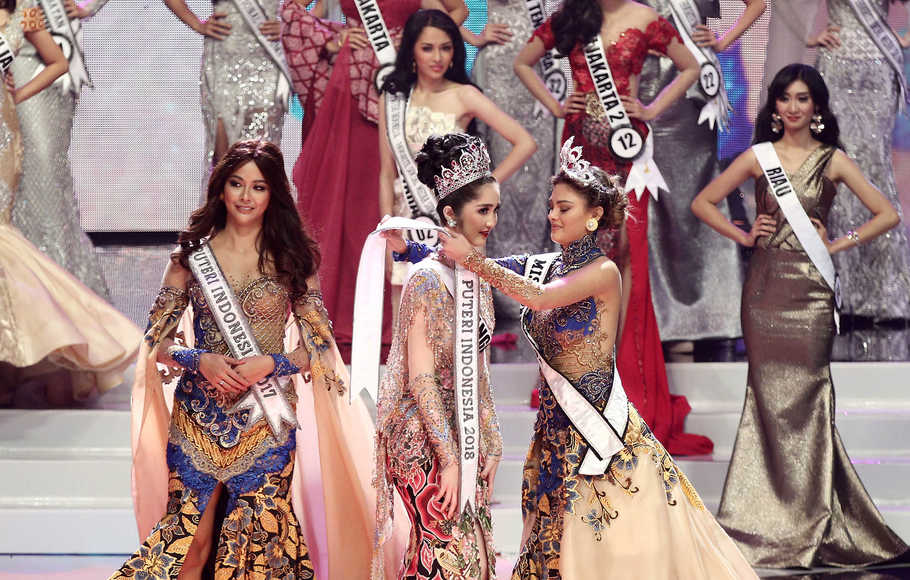 Sonia Fergina Citra ketika dinobatkan sebagai Putri Indonesia 2018.