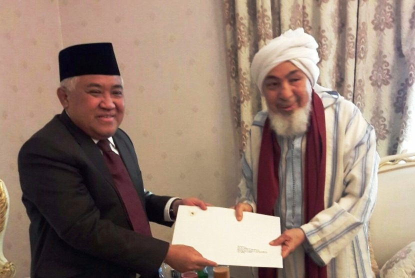 PERSIAPAN: Syaikh Dr. Abdullah bin Bayah dan Din Syamsuddin pertemuan untuk perdamaian dunia. (foto:ist))