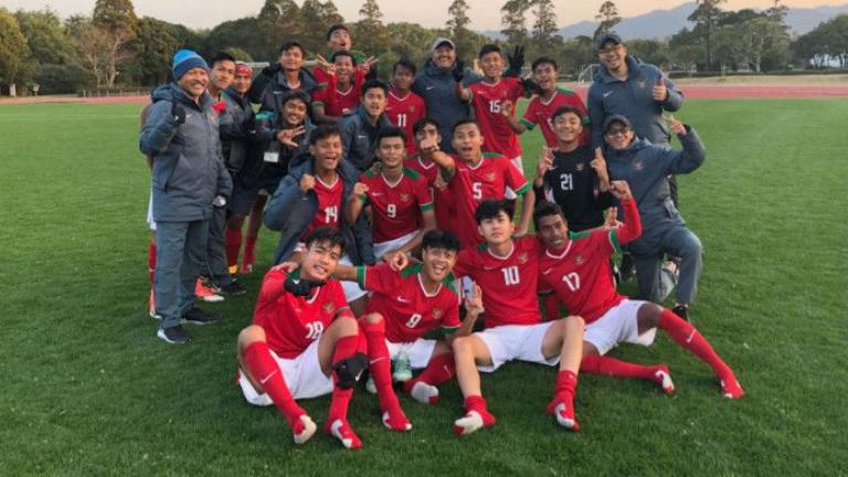 Skuat Timnas Inonesia U -16 memboyong gelar juara  Turnamen Jenesys di Jepang. foto