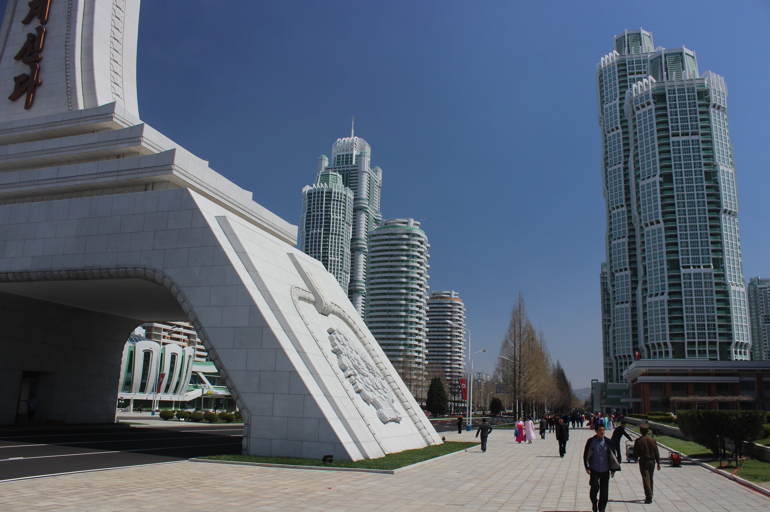 Suasana tengah kota Pyongyang, Korea Utara. 