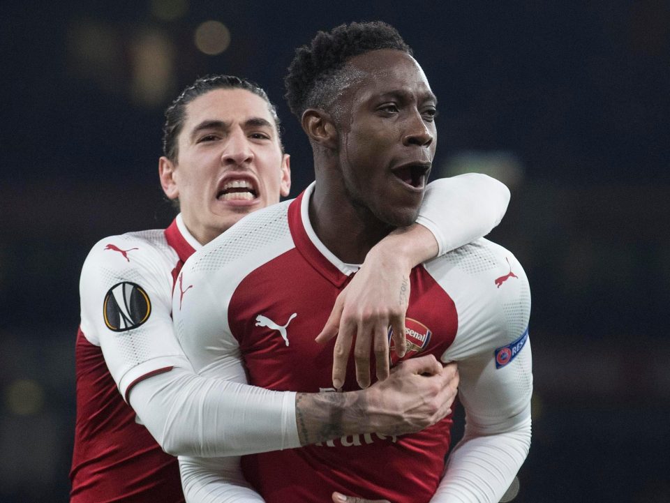 Pemain Arsenal merayakan kemenangan atas AC Milan. foto:gettyimages