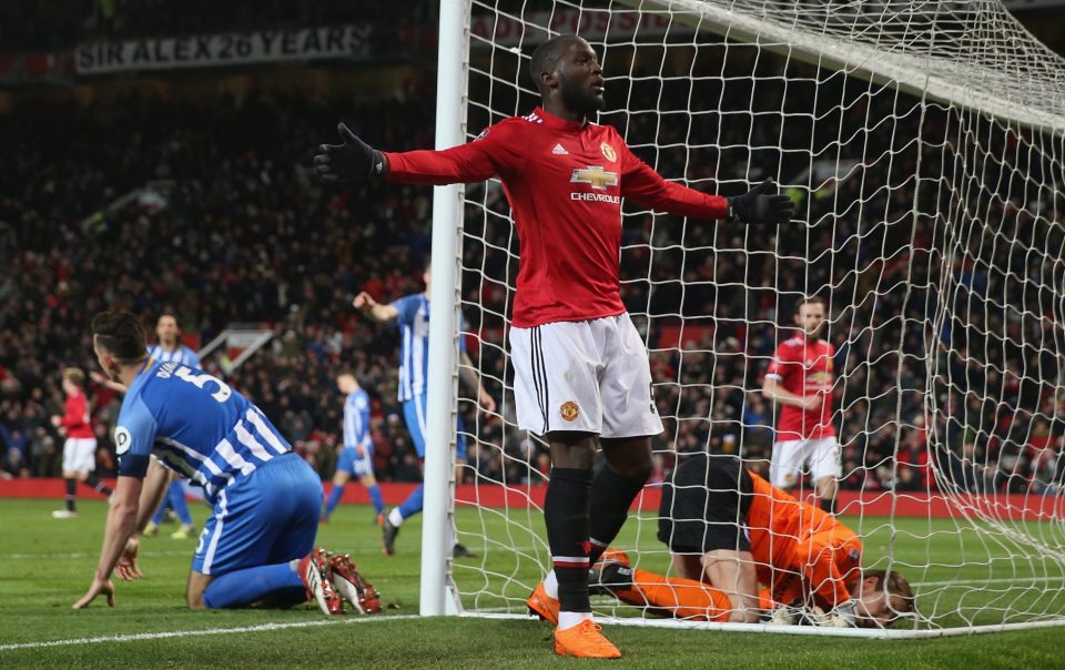 Romeru Lukaku usai membobol gawang Brighton. foto;afp