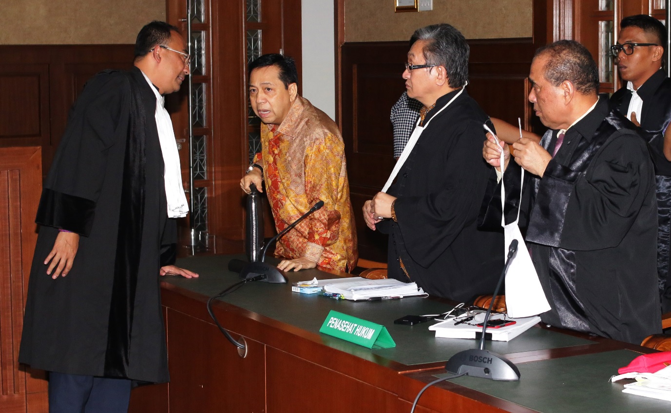 Setya Novanto saat mengikuti proses persidangan. (Foto: Antara)